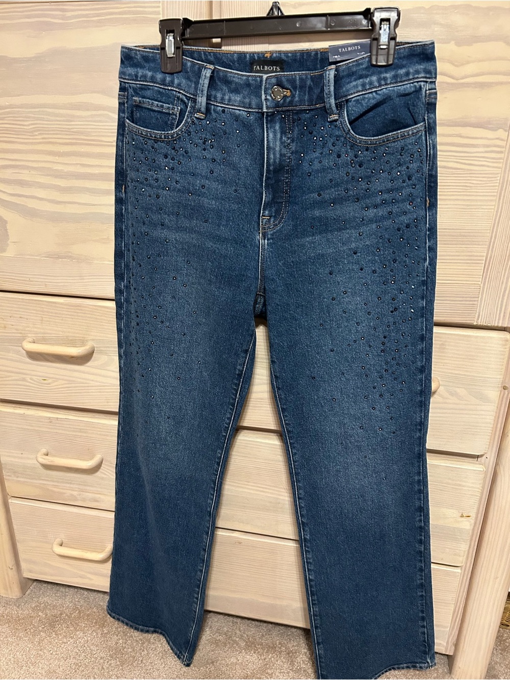 Talbots Dark Blue Straight-Leg Jeans with Stud Detailing